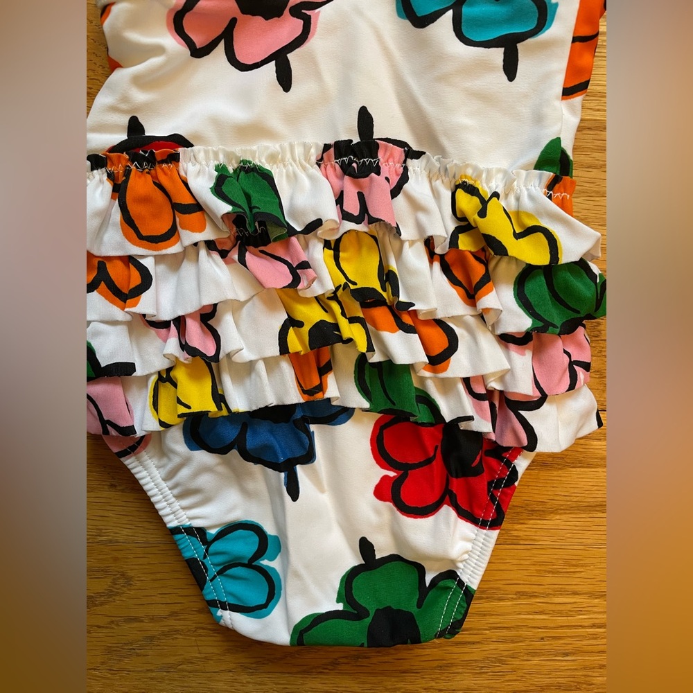Hanna Andersson Baby Multi-Colored Floral One Piece Swimsuit with Ruffles - Picture 5 of 8
